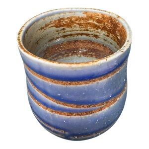 Blue and Brown Swirl Glaze Mug, Japanese, tea cup, coffee matcha, rustic pottery